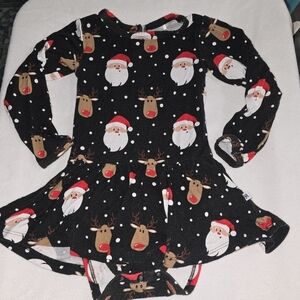 Bums & Roses Santa Reindeer Christmas Longsleeve Bodysuit w/ Skirt 18-24 Months